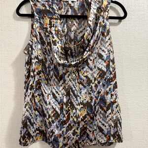 Quintessential Multicolor Sleeveless Cowl Neck Top vibrate pattern size S